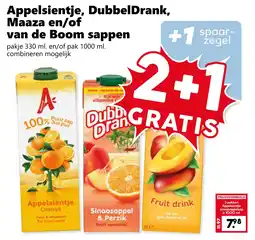 Coop Appelsientje, DubbelDrank, Maaza en/of van de Boom sappen aanbieding