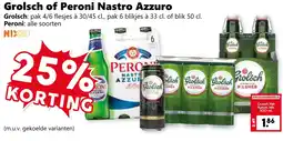 Coop Grolsch of Peroni Nastro Azzuro aanbieding