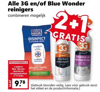 Coop Alle 3G en/of Blue Wonder reinigers aanbieding