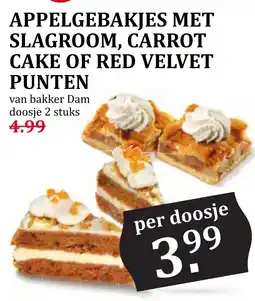 Coop APPELGEBAKJES MET SLAGROOM, CARROT CAKE OF RED VELVET PUNTEN aanbieding