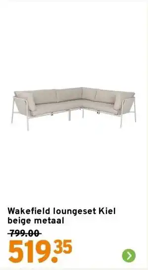 GAMMA Wakefield loungeset Kiel beige metaal aanbieding
