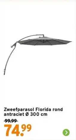 GAMMA Zweefparasol Florida rond antraciet Ø 300 cm aanbieding