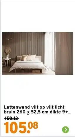 GAMMA Lattenwand vilt op vilt licht bruin 260 x 52,5 cm dikte 9+9 mm 2.73m² aanbieding