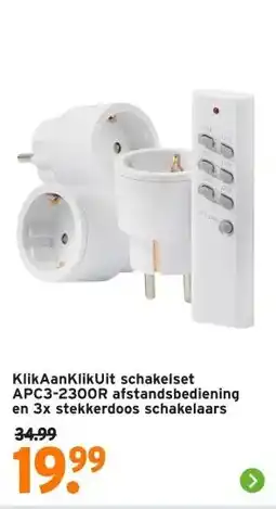 GAMMA KlikAanKlikUit schakelset APC3-2300R afstandsbediening en 3x stekkerdoos schakelaars aanbieding