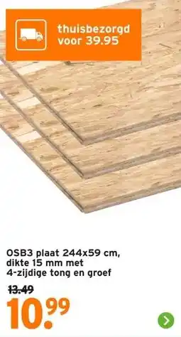 GAMMA OSB3 plaat 244x59 cm, dikte 15 mm met 4-zijdige tong en groef aanbieding