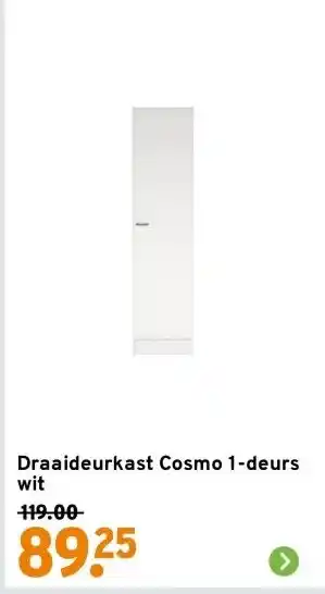 GAMMA Draaideurkast Cosmo 1-deurs wit aanbieding