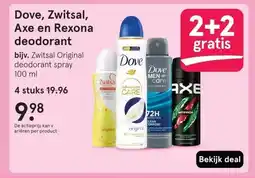 Etos Dove, Zwitsal, Axe en Rexona deodorant aanbieding