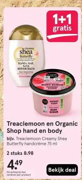 Etos Treaclemoon en Organic Shop hand en body aanbieding