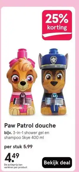 Etos Paw Patrol douche aanbieding