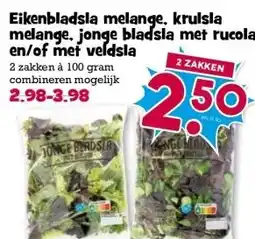 Boon`s Markt Eikenbladsla melange, krulsla melange, jonge bladsla met rucola en/of met veldsla aanbieding