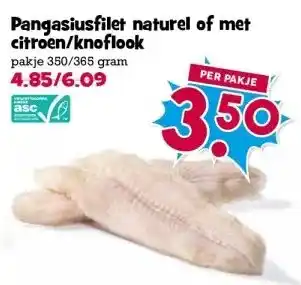 Boon`s Markt Pangasiusfilet naturel of met citroen/knoflook aanbieding