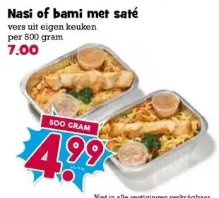 Boon`s Markt Nasi of bami met saté aanbieding