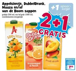 Boon`s Markt Appelsientje, DubbelDrank, Maaza en/of van de Boom sappen aanbieding