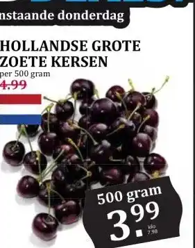 Boon`s Markt HOLLANDSE GROTE ZOETE KERSEN aanbieding