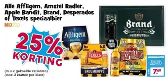Boon`s Markt Alle Affligem, Amstel Radler, Apple Bandit. Brand, Desperados of Texels speciaalbier aanbieding