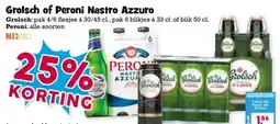 Boon`s Markt Grolsch of Peroni Nastro Azzuro aanbieding
