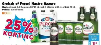 Boon`s Markt Grolsch of Peroni Nastro Azzuro aanbieding