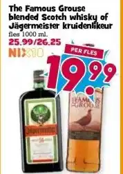 Boon`s Markt The Famous Grouse blended Scotch whisky of Jägermeister kruidenlikeur aanbieding