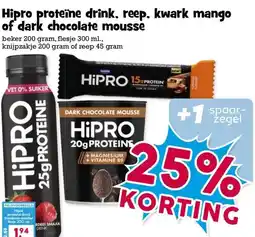 Boon`s Markt Hipro proteïne drink, reep, kwark mango of dark chocolate mousse aanbieding
