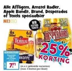 Boon`s Markt Alle Affligem. Amstel Radler, Apple Bandit. Brand. Desperados of Texels speciaalbier aanbieding