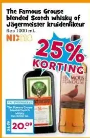 Boon`s Markt The Famous Grouse blended Scotch whisky of Jägermeister kruidenlikeur aanbieding