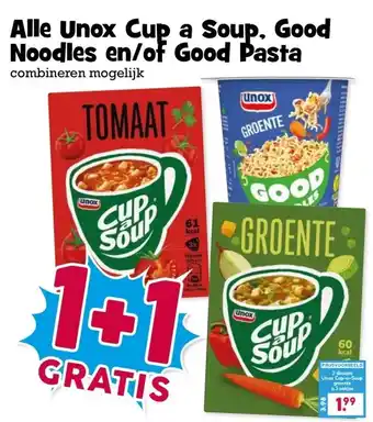 Boon`s Markt Alle Unox Cup a Soup, Good Noodles en/of Good Pasta aanbieding
