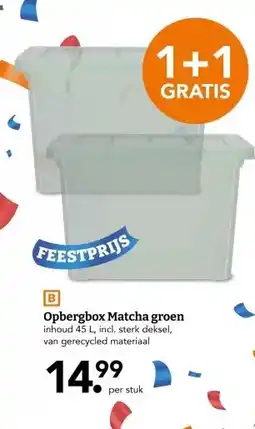 Blokker Opbergbox Matcha groen inhoud 45 L, incl. sterk deksel, van gerecycled materiaal aanbieding