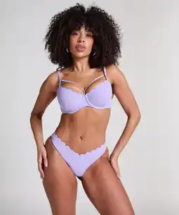 Hunkemoller Hunkemöller Hoog uitgesneden Bikinibroekje Scallop Paars aanbieding