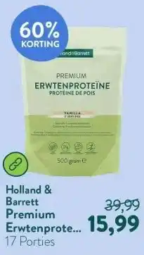 Holland & Barrett Premium Erwtenproteïne Vanille – 500g aanbieding
