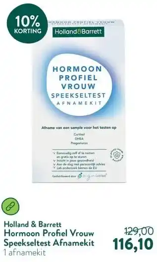 Holland & Barrett Hormoon Profiel Vrouw Speekseltest Afnamekit aanbieding
