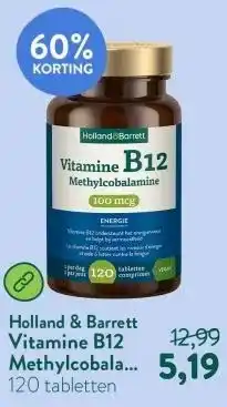 Holland & Barrett Vitamine B12 Methylcobalamine 100mcg - 120 tabletten aanbieding