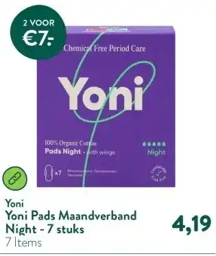 Holland & Barrett Yoni Pads Maandverband Night - 7 stuks aanbieding