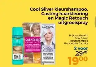 Trekpleister Cool Silver kleurshampoo, Casting haarkleuring en Magic Retouch uitgroeispray aanbieding