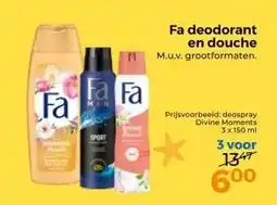 Trekpleister Fa deodorant en douche M.u.v. grootformaten. aanbieding