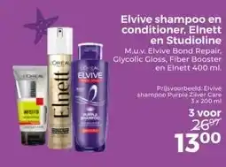 Trekpleister Elvive shampoo en conditioner, Elnett en Studioline aanbieding