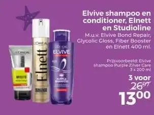 Trekpleister Elvive shampoo en conditioner, Elnett en Studioline aanbieding