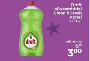 Trekpleister Dreft afwasmiddel Clean & Fresh Appel aanbieding