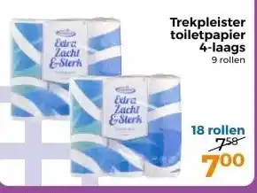 Trekpleister Trekpleister toiletpapier 4-laags 9 rollen aanbieding