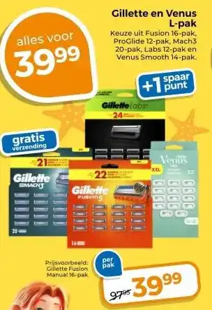 Trekpleister Gillette en Venus L-pak aanbieding