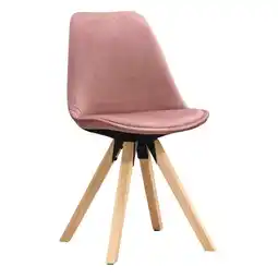 Leen Bakker Eetkamerstoel Senja - velvet - roze - naturel hout aanbieding
