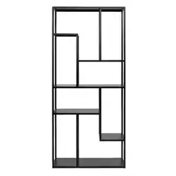 Leen Bakker Vakkenkast Stan - zwart - metaal - 188x85x35 cm aanbieding