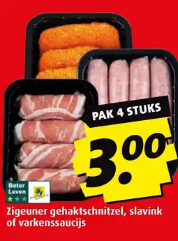 Boni Zigeuner gehaktschnitzel, slavink of varkenssaucijs aanbieding