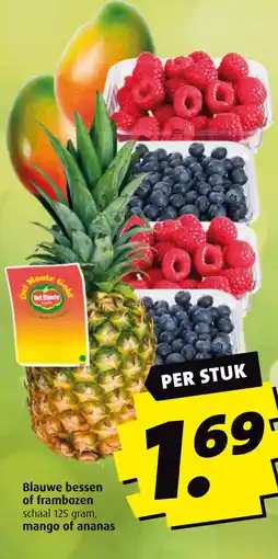Boni Blauwe bessen of frambozen , mango of ananas aanbieding