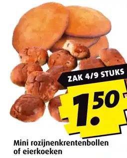 Boni Mini rozijnenkrentenbollen of eierkoeken aanbieding