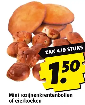 Boni Mini rozijnenkrentenbollen of eierkoeken aanbieding