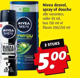 Boni Nivea deorol, spray of douche aanbieding