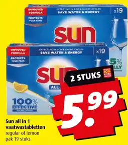 Boni Sun all in 1 vaatwastabletten aanbieding