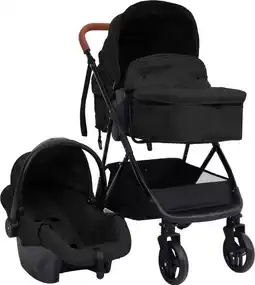Bol.com The Living Store Kinderwagen 3-in-1 - 59x100x103 cm - Antraciet/Zwart - Staal/Linnen aanbieding