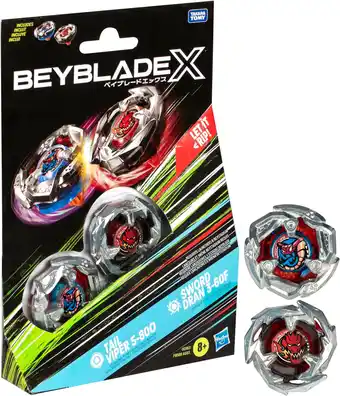 Amazon Beyblade X Tail Viper 5-80O en Sword Dran 3-60F Duopack, tollenset aanbieding