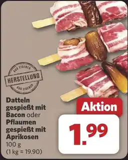 Combi Datteln gespießt mit Bacon oder Pflaumen gespießt mit Aprikosen aanbieding